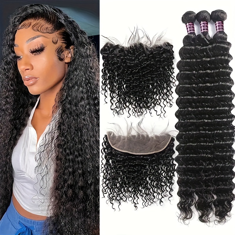 8 human hair bundles with outlet frontal