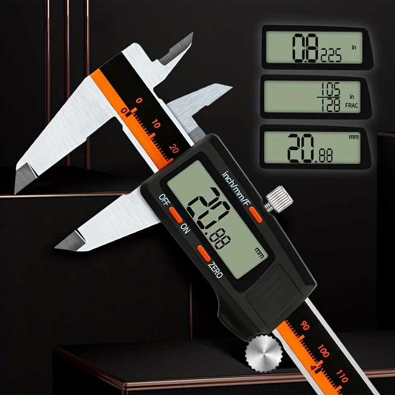 Proster Calibrador Vernier digital de 6 pulgadas + 32 calibradores de  calibrador electrónico fracciones de  calibrador/pulgadas/pulgadas/calibradores