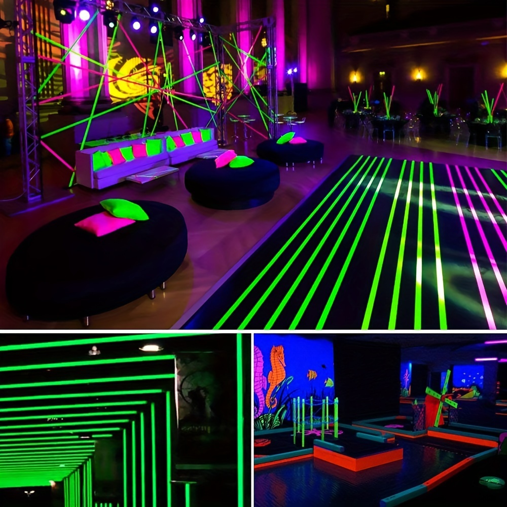 6 Pcs UV Blacklight Reactive Neon Gaffer Cloth Tape 6 Colors 0.59inch 16ft