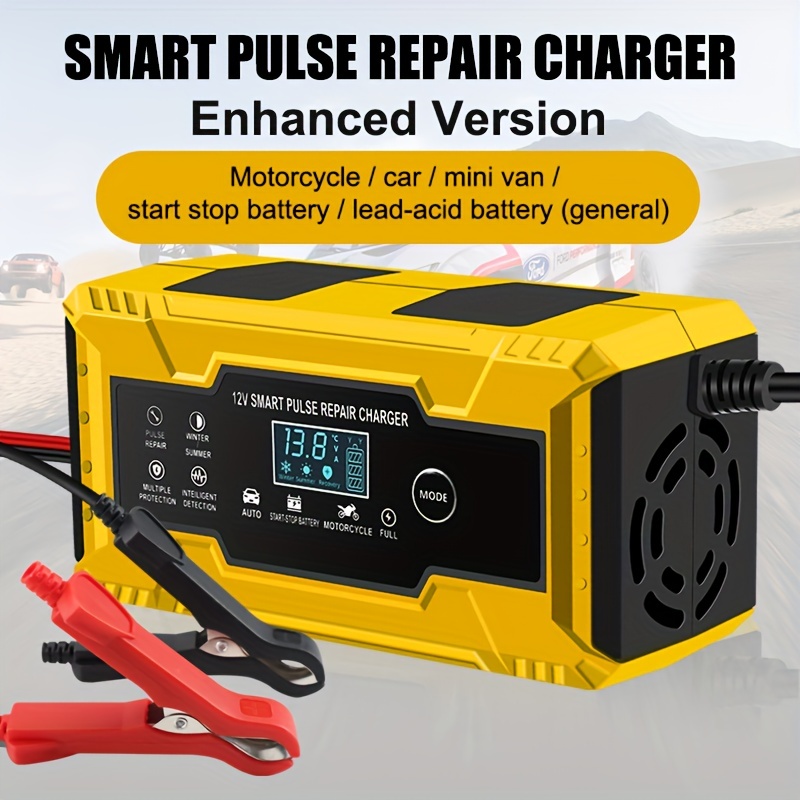 12v 6a Pulse Repairing Car Battery Charger E Fast Full Automatic Agm Gel  Wet Lead Acid Charger With Lcd Display - Automotive - Temu