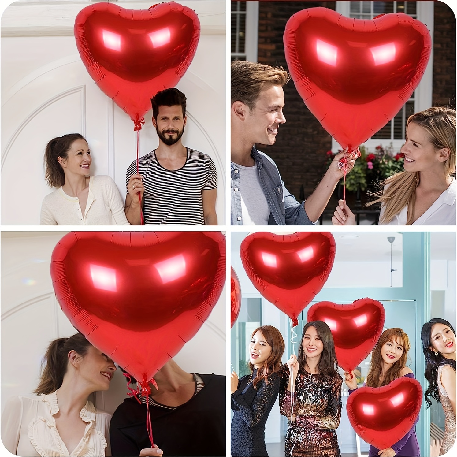

4pcs, 32in Large Red Heart Balloons Valentine's Day Decoration Heart Balloons Romantic Decoration Valentine's Day Balloons Special Night Anniversary Party Decoration