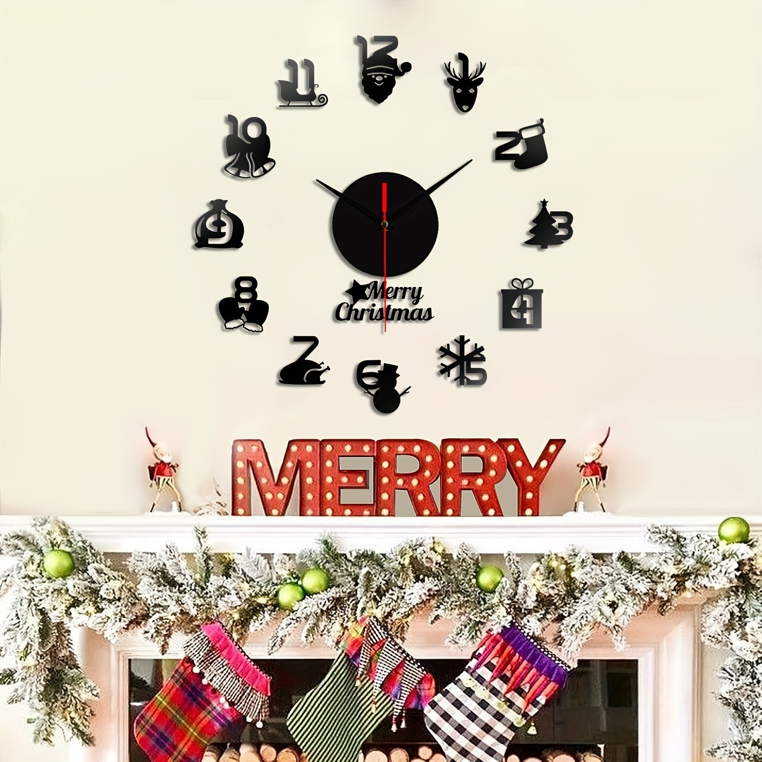 1 Reloj Navidad Espejo 3d, Kit Reloj Pared Grande Sin Marco, Pegatinas Reloj  Silencioso Sala , Dormitorio, Oficina, Hogar Cocina (pilas No Incluidas) -  Hogar Cocina - Temu Chile