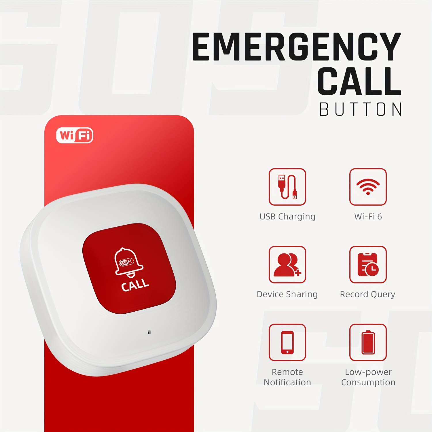 Botón de llamada de buscapersonas Sistemas de botón de emergencia Timbre de  llamada para ancianos/discapacitados visuales/pacientes/supervisión de  ancianos discapacitados