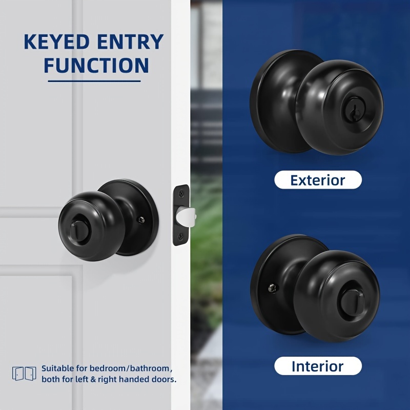 Door Knob with Lock Key - Keyed Door Knob Lock Bedroom Interior and  Exterior Bathroom Doorknob Bedroom Entry Door Knobs with Lock and Key，Satin