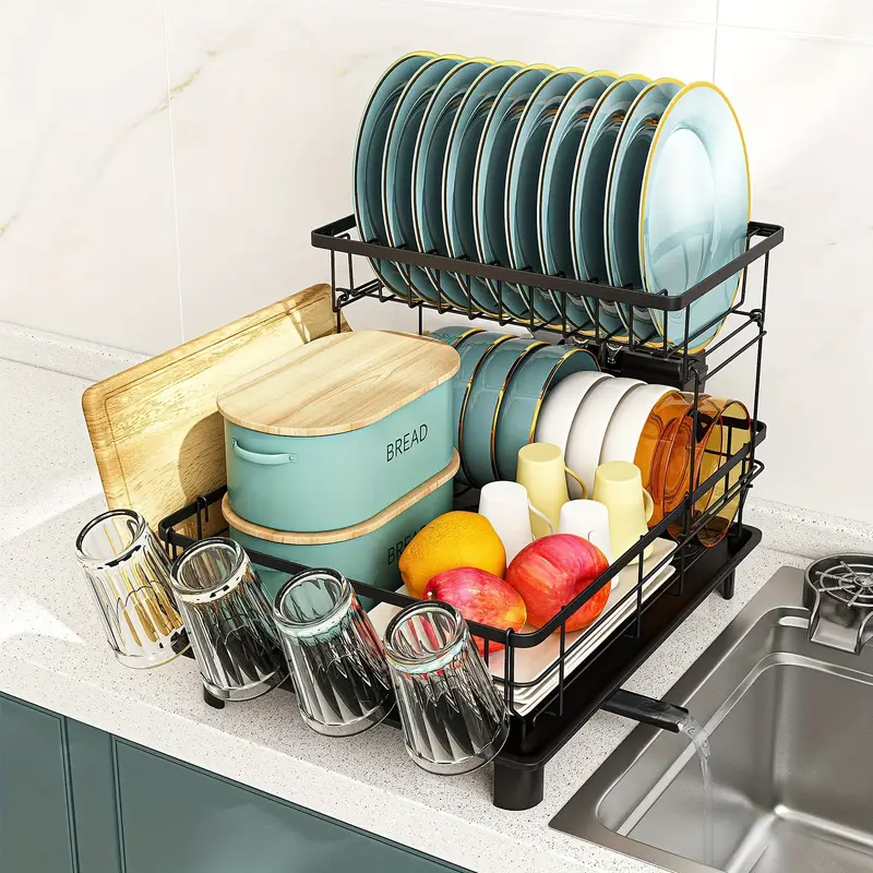 Dish Drying Rack, Multipurpose 2-tier Dish Rack For Kitchen