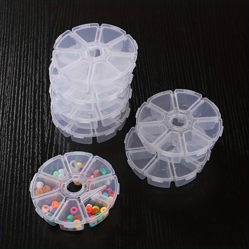 10pcs Round Clear Plastic Containers Beads Crafts Jewelry Display