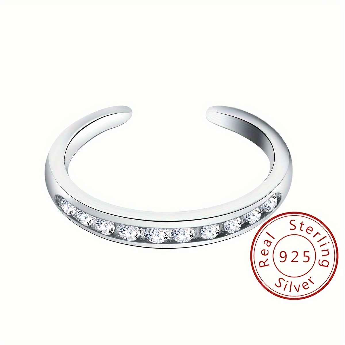Gemstone Toe Ring Adjustable, 925 Sterling Silver