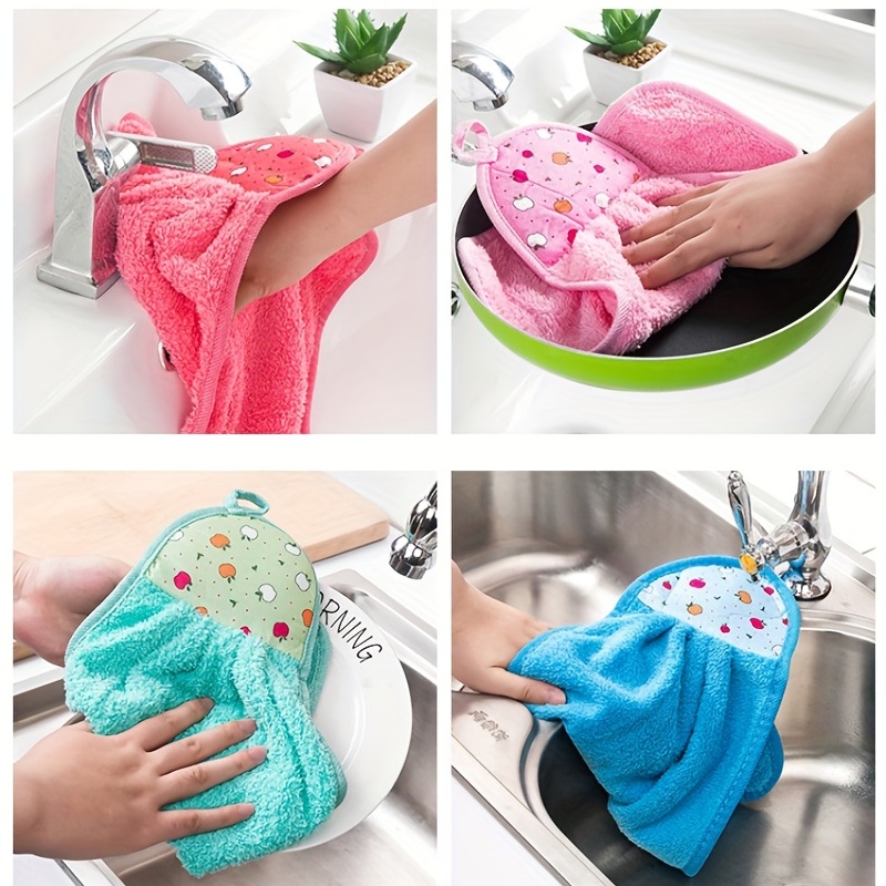 Cute Pattern Hanging Towel For Wiping Hands Thickened - Temu