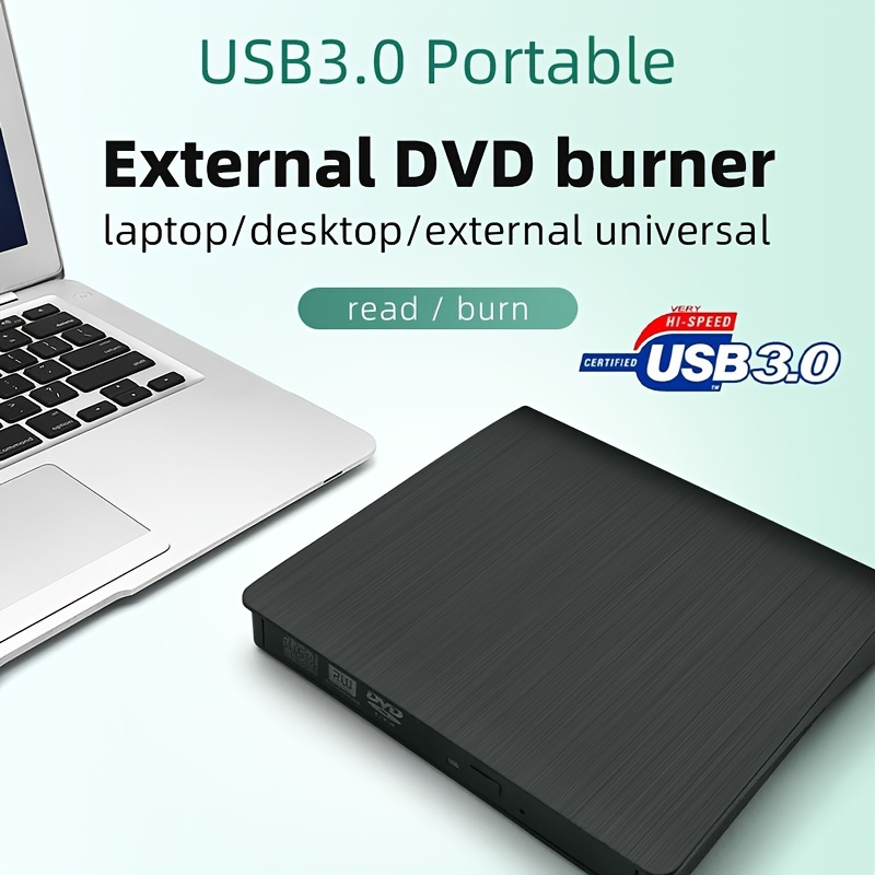 Lecteur DVD Externe, USB 3.0 Haute Vitesse, Graveur De CD DVD+/
