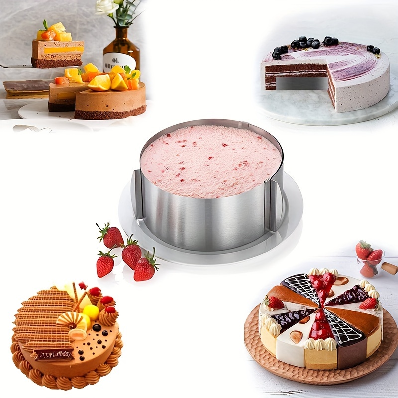 5pcs stainless steel adjustable cake mold set 6 12 inch sizes 5 height options   cheesecakes baking   round molds with non stick   for valentines halloween christmas easter thanksgiving holiday cake molds springform design nonstick bakeware cake decorating supplies details 4