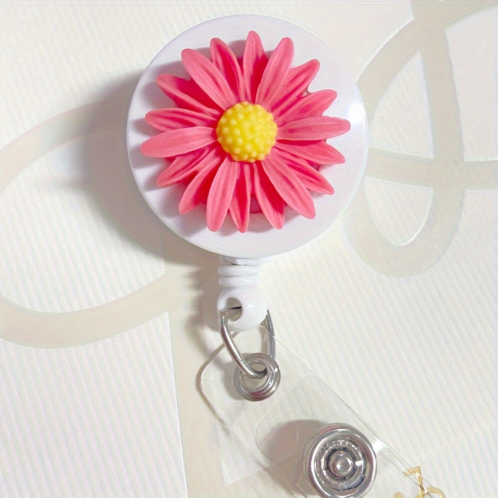 Flower Retractable Badge Holder Women Daisy Badge Reel Clip - Temu