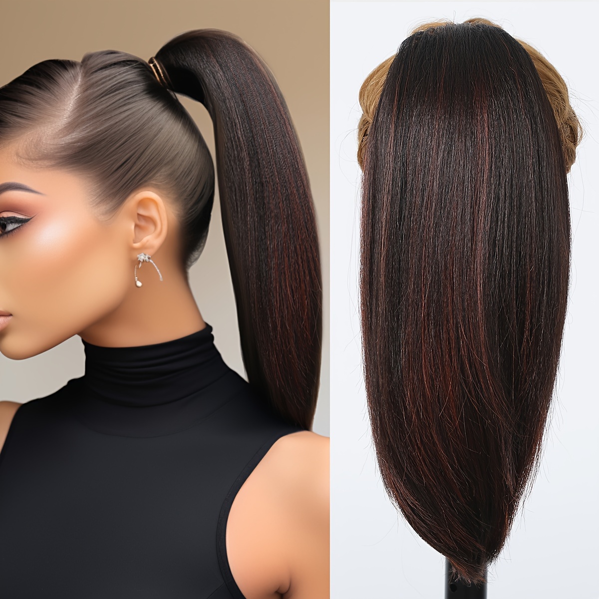 Short straight hair outlet ponytail