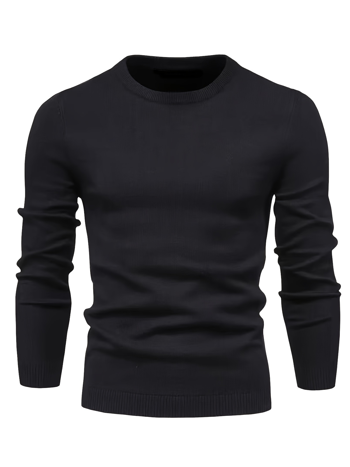 Men's Solid Ribbed Crew Neck Long Sleeve Active T shirt Tee - Temu