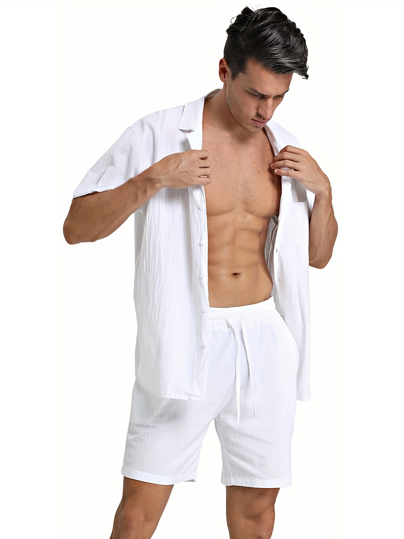 Akbeniz Men's Young Waiter Boy Short Sleeve Cream Combed Cotton Shorts  Pajama Set 20377 - Trendyol