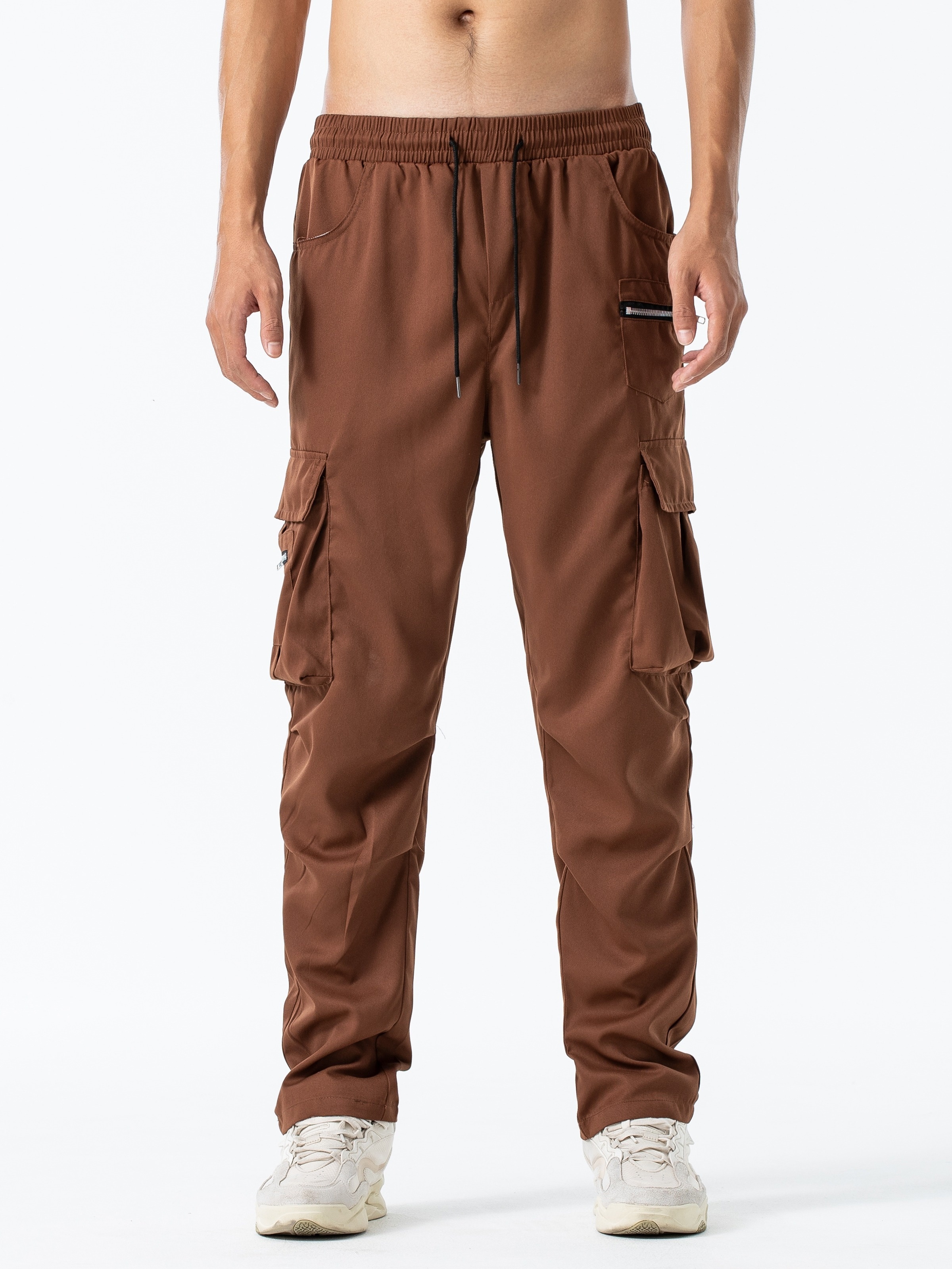 Light Brown Drawstring Cuffed Cargo Trousers