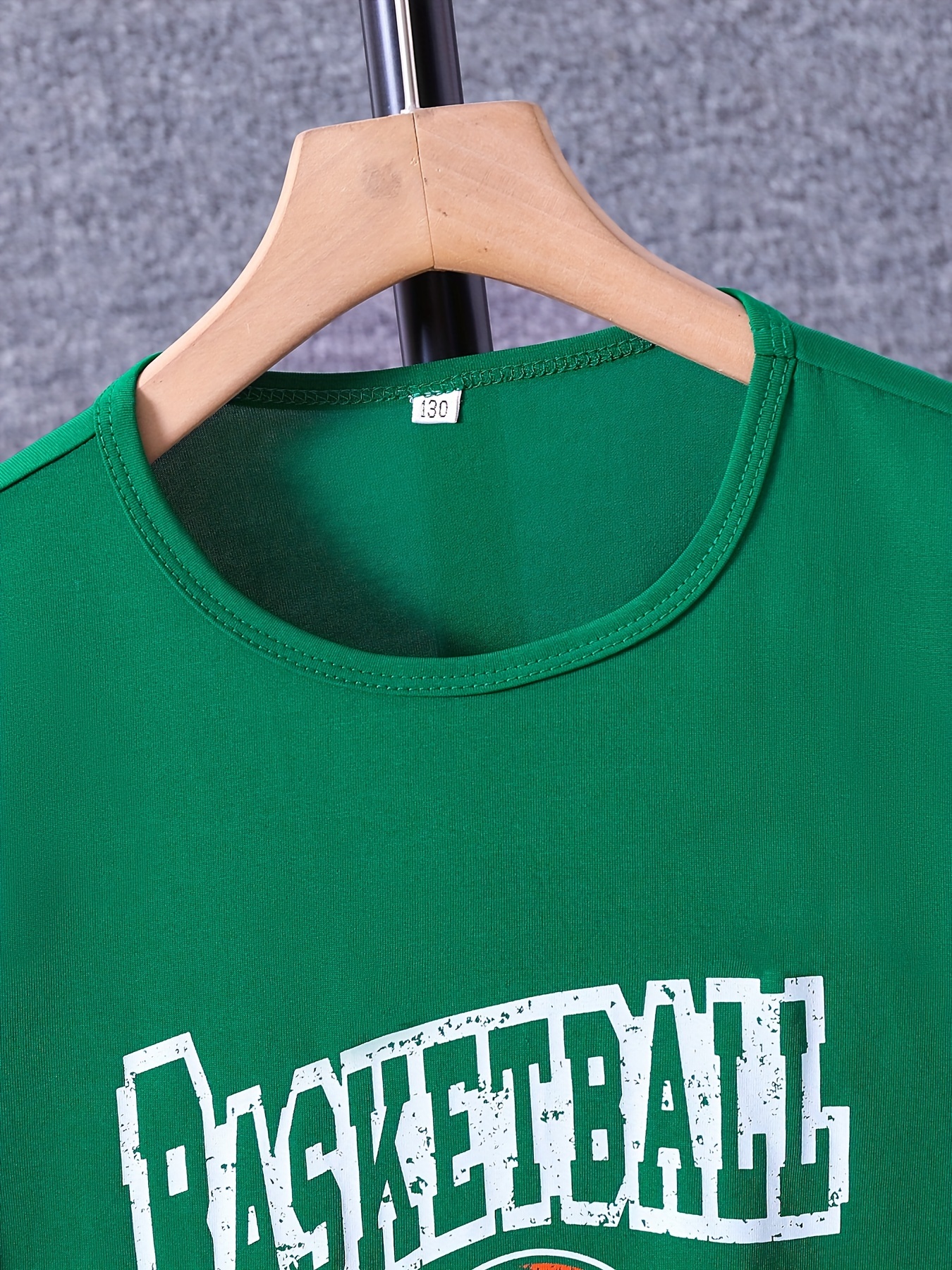 Boys Basketball Graphic Outfit Short Sleeves Round Neck T-shirt