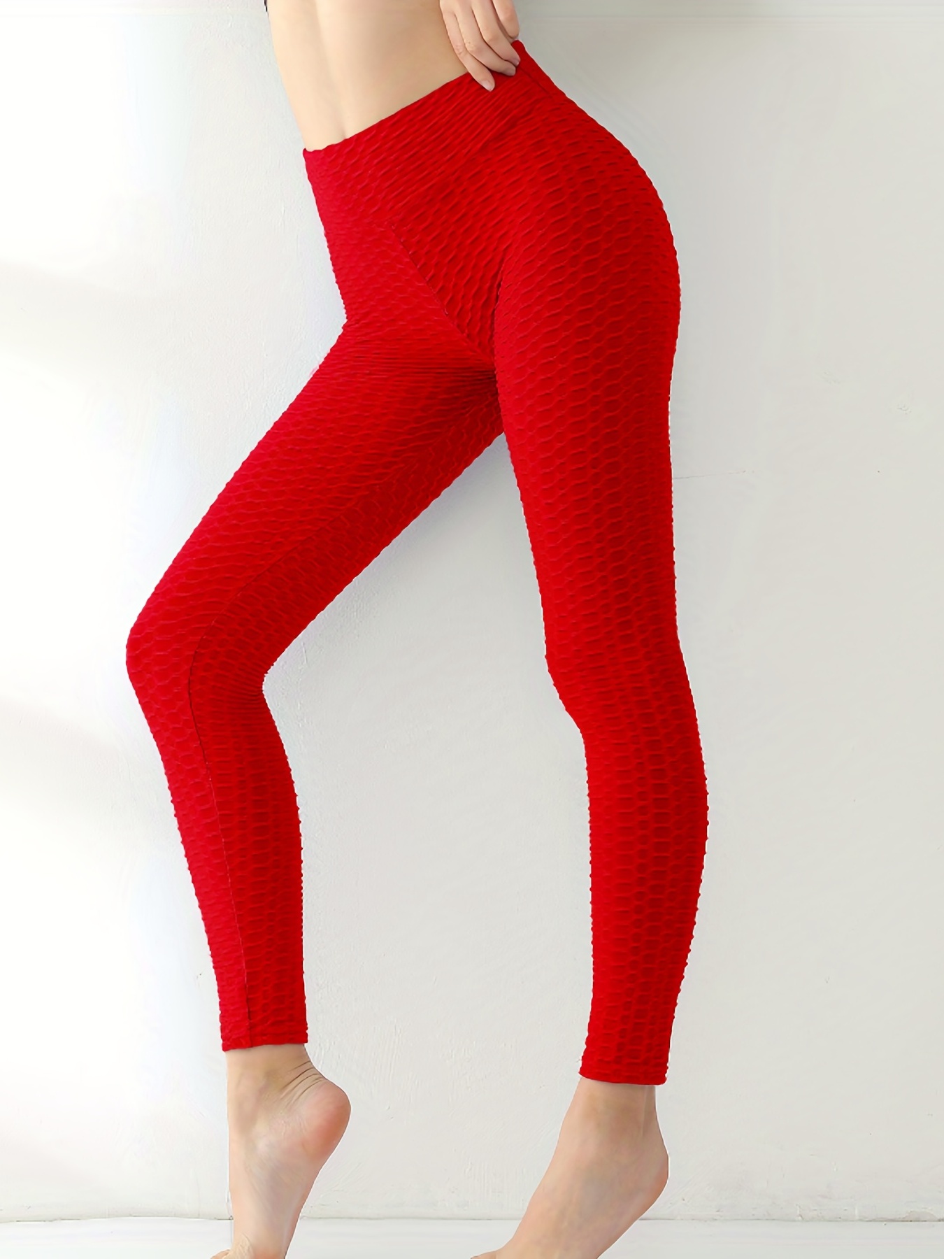  Womens Cotton/Spandex Yoga Pants Solid Red 2X