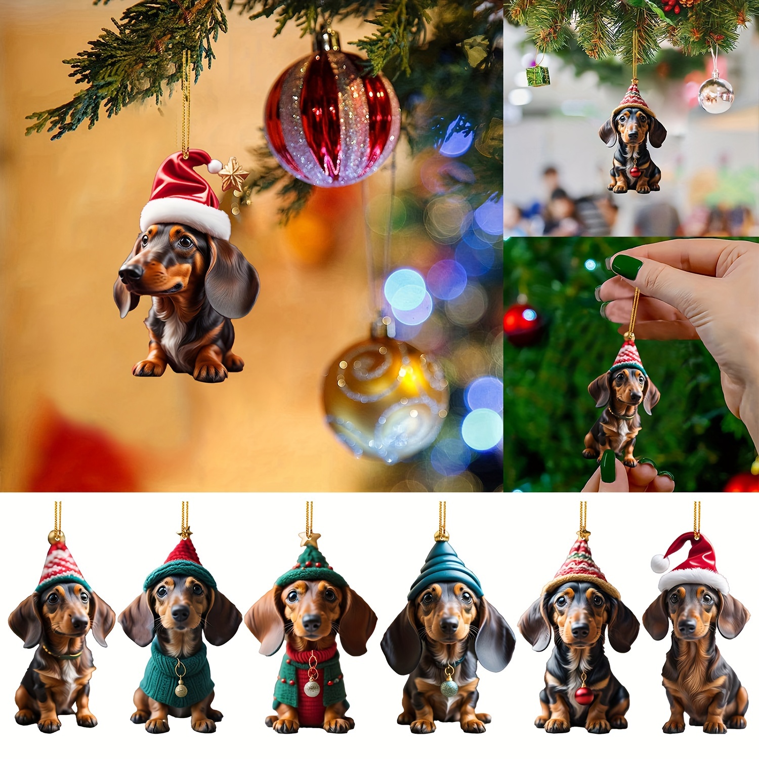 1 Stück Weihnachtlicher Lustiger Dackel-Hund-Auto-Ornament-Anhänger,  Flacher Acryl-Innenraum-Anhänger, Hängende Weihnachtsdekoration - Temu  Austria