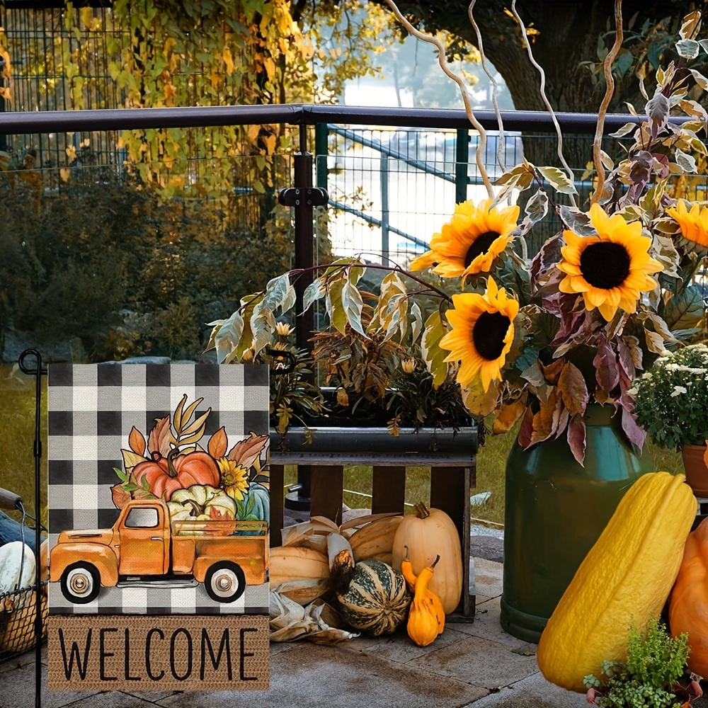 Fall Thanksgiving Truck Garden Flag Pumpkin Farmhouse - Temu Australia