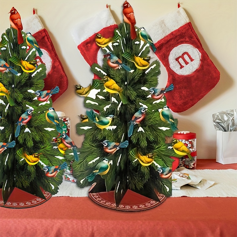 3d Pop Up Christmas Tree Detachable Bird Butterfly Penguin - Temu