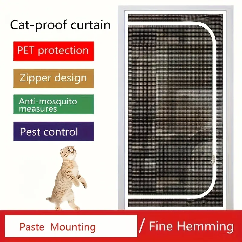 1 Stück Haustier-Schattennetz-Türvorhang, Magischer  Aufkleber-Paste-Netz-Türvorhang, Reißverschluss-Design Zum Blockieren Von  Katzen, Hunden, Mücken