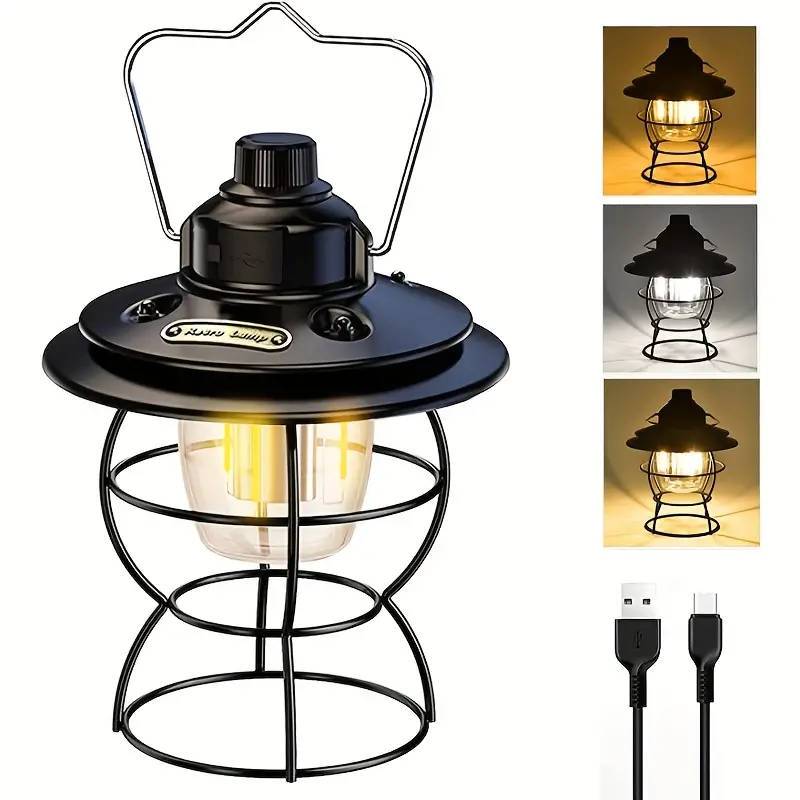 Portable Vintage Camping Lantern Led Light Hanging - Temu