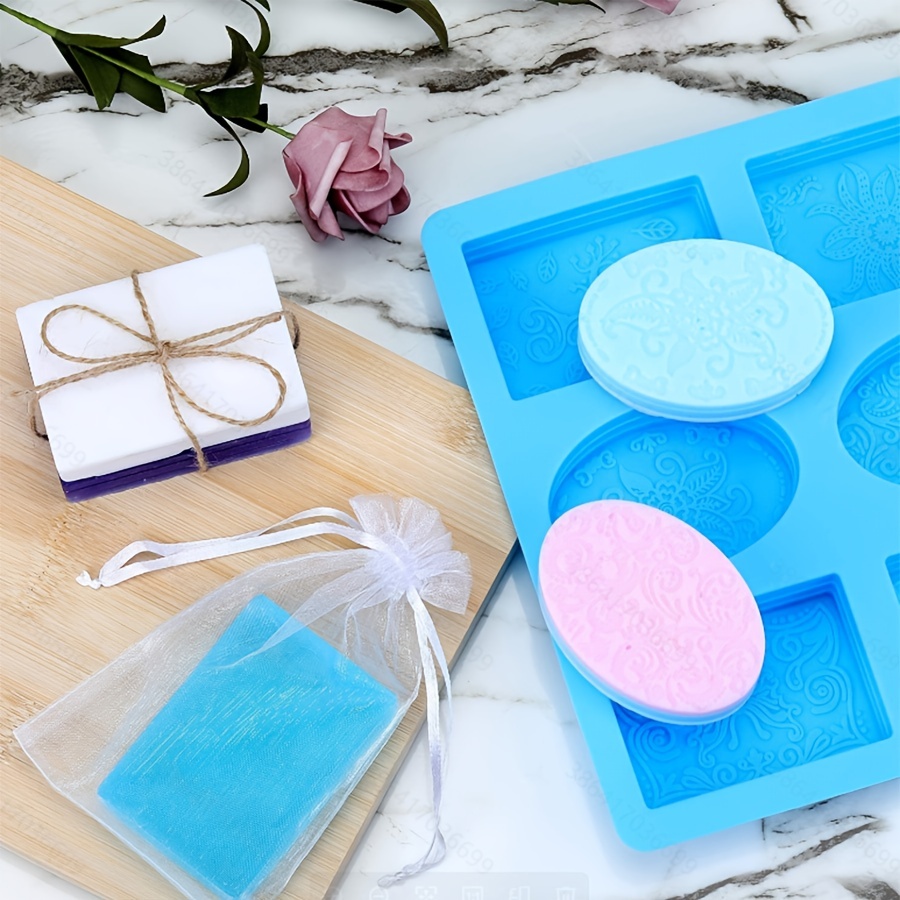 Silicone Soap Moulds 6 Cavities Handmade Soap Making Molds Rectangle Oval  Shapes Cake Bread Baking Moulds for Soap Making DIY Crafts