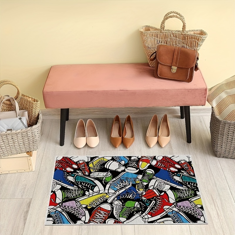 Modern Shoes Print Area Rugs Tpr Base Anti skid Soft Carpet - Temu