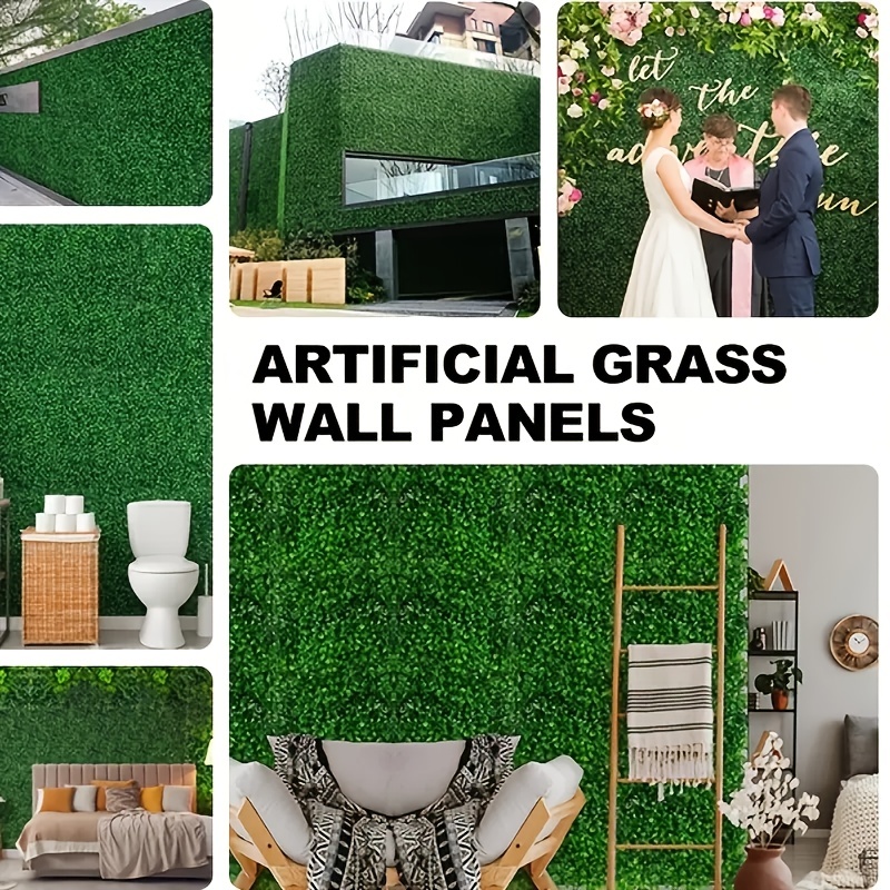  Houseables Paneles de hojas artificiales, valla de privacidad  de césped para patio trasero, helecho, 20 x 20 pulgadas, paquete de 12,  verde, plástico, pantalla de vegetación al aire libre, fondo de 