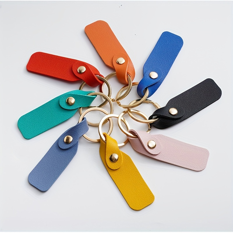 Men's PU Leather Blank Rectangle Keychain DIY Laser Engraving Gift