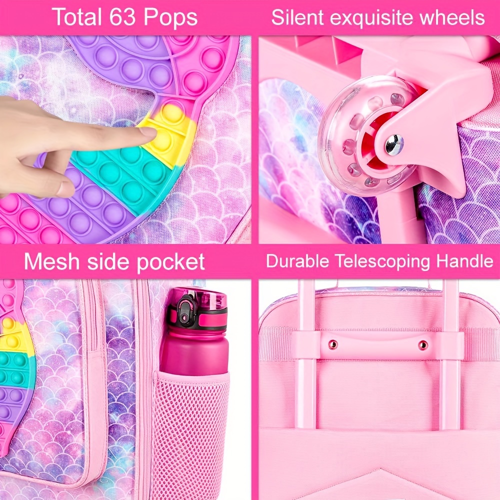  gxtvo Maleta para niños con ruedas para niñas, equipaje de mano  con ruedas de sirena para niños pequeños : Ropa, Zapatos y Joyería