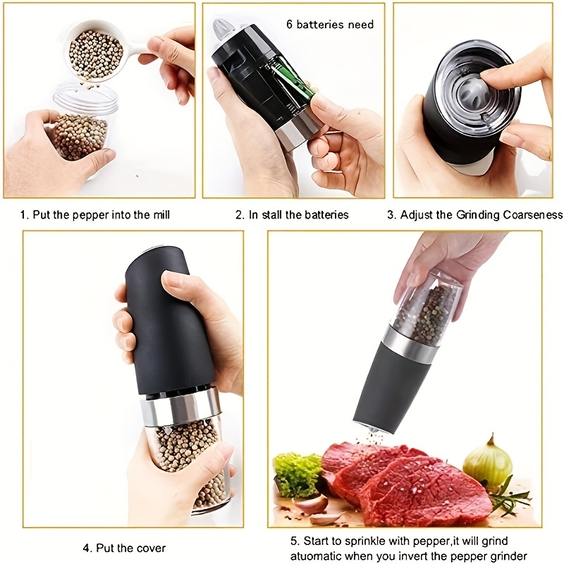 1pc/2pcs Electric Pepper Mill Herb Coffee Grinder Automatic