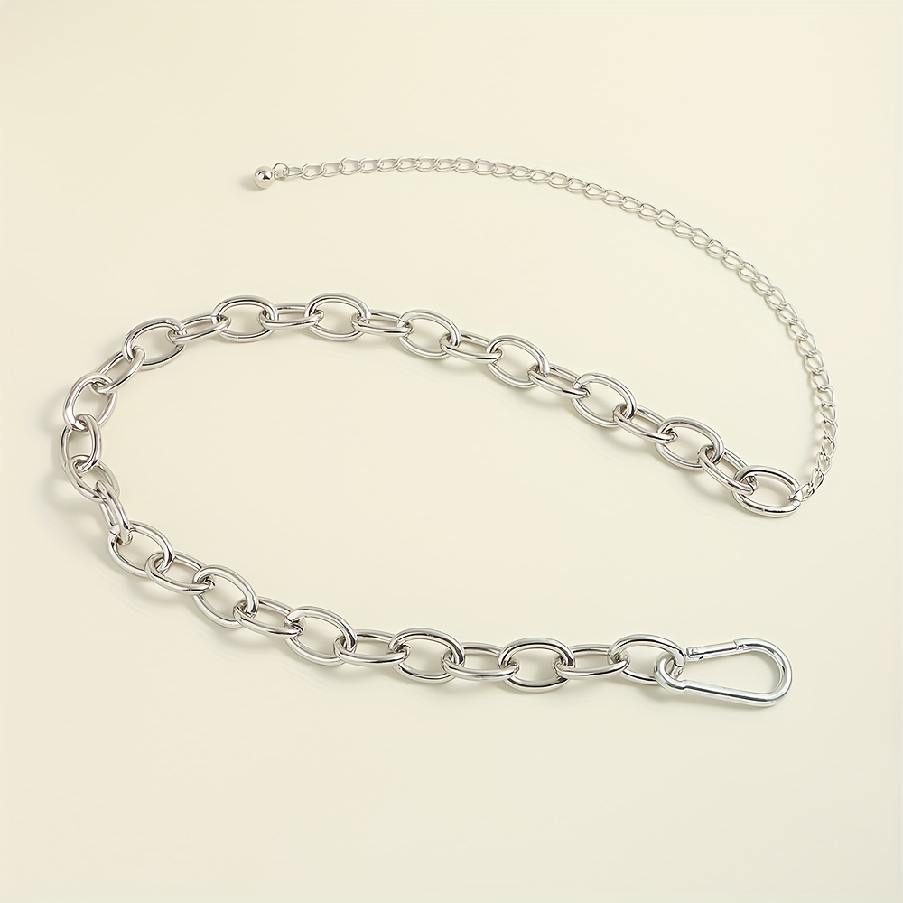 Cadena De Cintura De Metal Plateado Simple Para Mujer, Cadena Ahuecada  Elegante Para El Vientre, Cinturones De Cadena Ajustables, Faja De Vestido  Clás