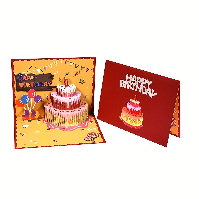 1pc Carte D'anniversaire Pop Up Happy Birthday 3D Gâteau Carte Postale  Surprenez Vos Proches Avec Une Carte D'anniversaire Spéciale