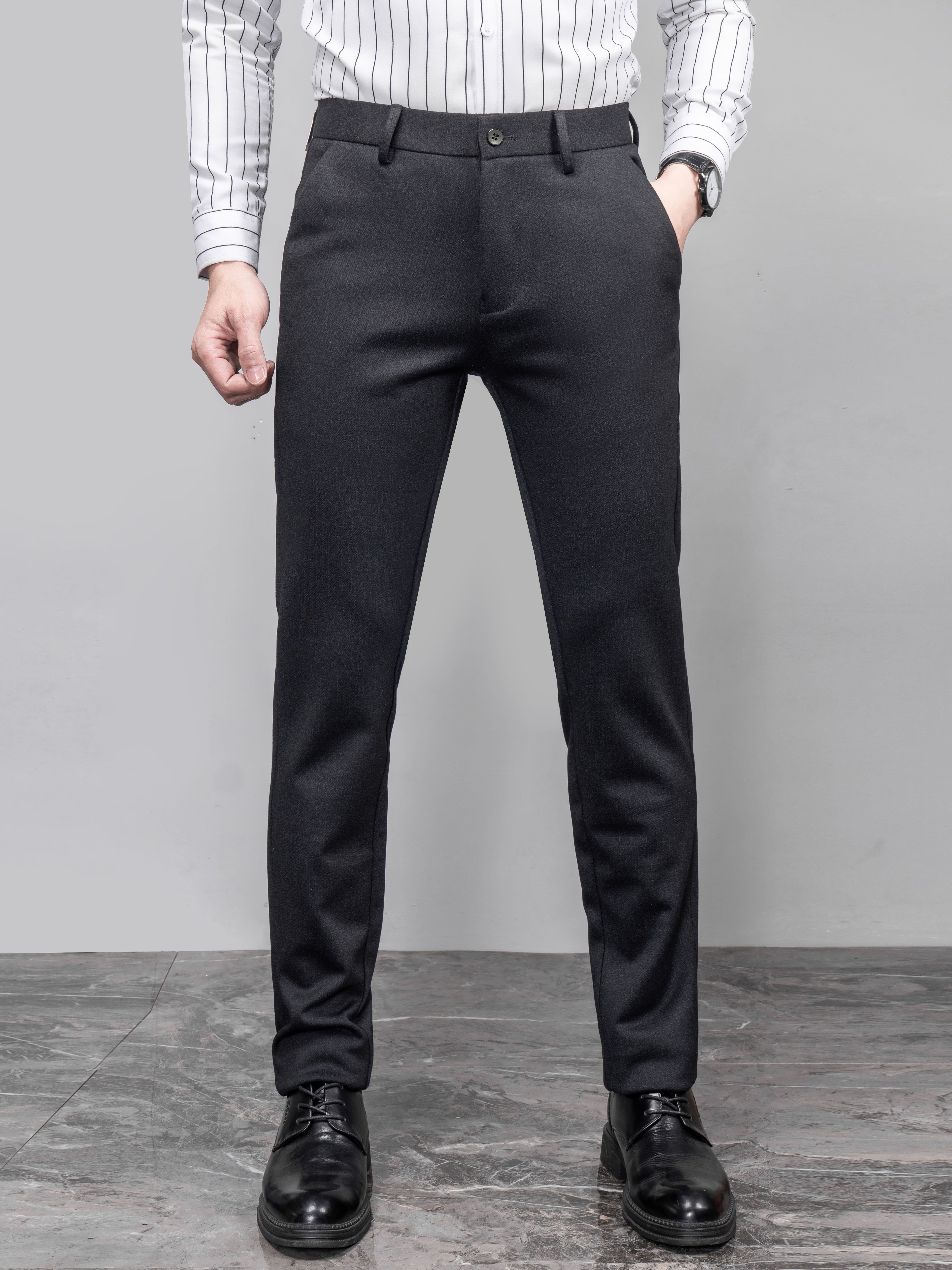 Black Ankle Fit Cotton Stretch Twill Pants