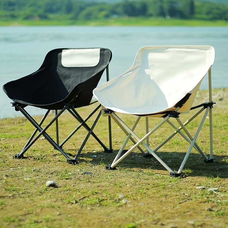 Portable Folding Chair Moon Chair Casual Backrest Chair For Outdoor Fishing  Camping, Free Shipping On Items Shipped From Temu
