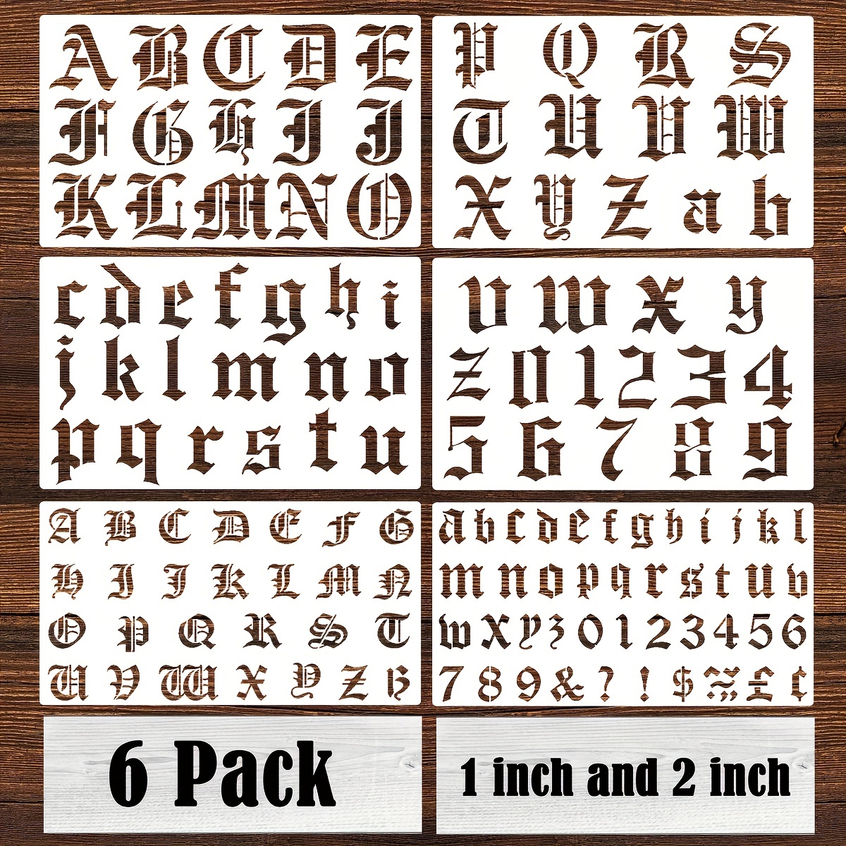 8Pc Old English Calligraphy Stencils - Gothic Font, DIY Crafts & Journal  744759223531