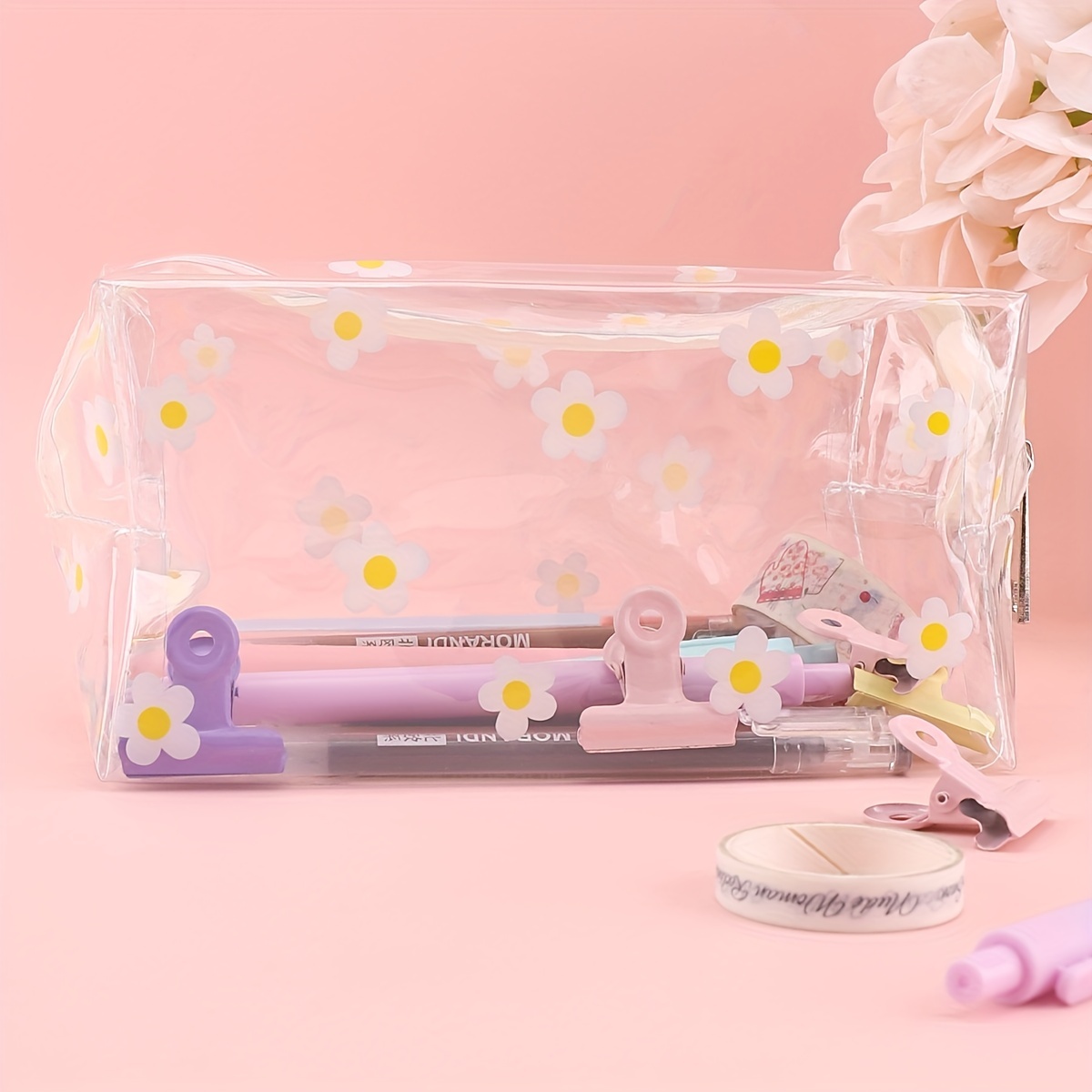 Kawaii Cute Pencil Bag Small Flowers Pencil Cases Cute Simple Pen Bag  Storage Bags School Supplies Stationery Gift For Kids