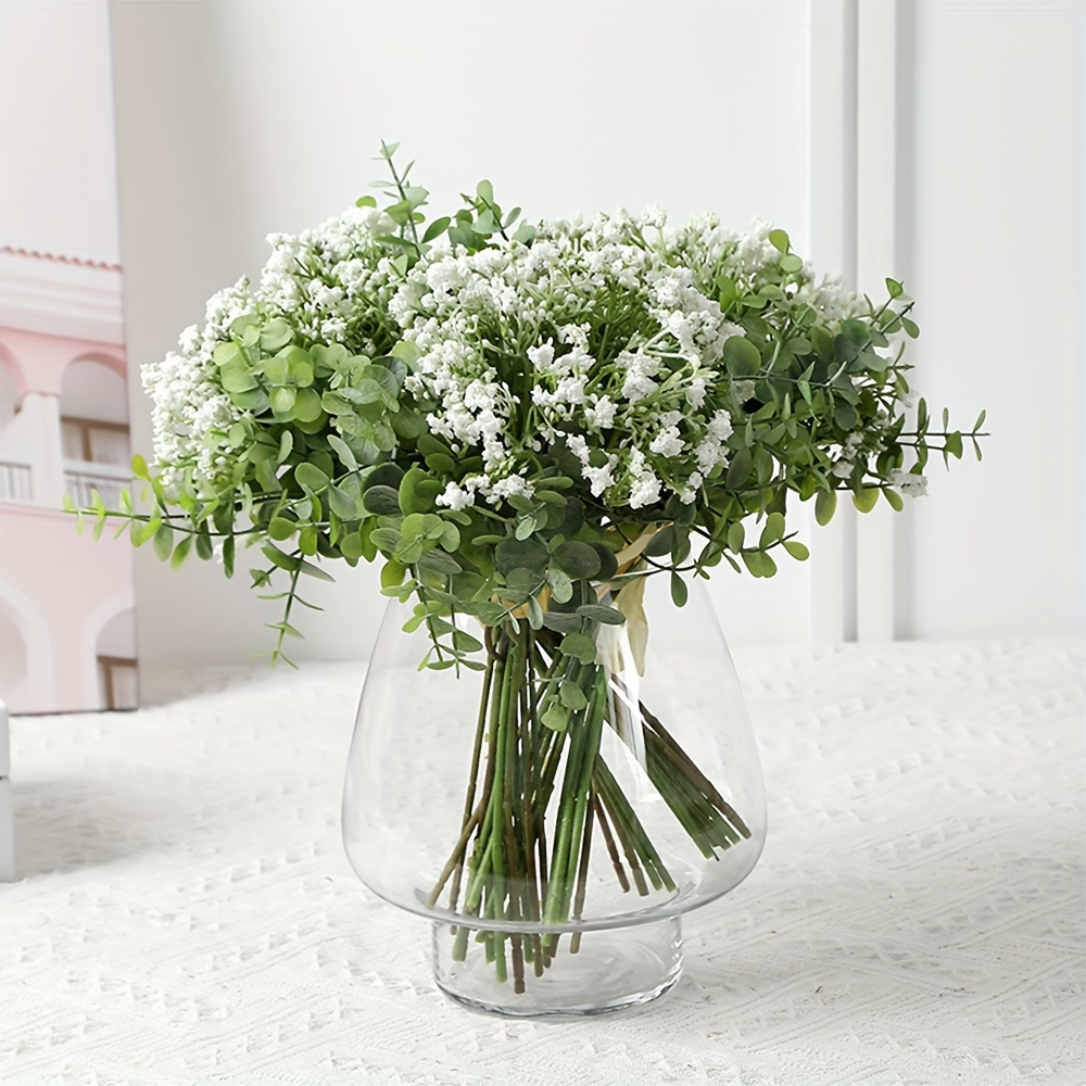 1bunch Artificial Baby Breath Flowers Bouquets, Fake Eucalyptus Branches  For Home Wedding Aisle Decoration