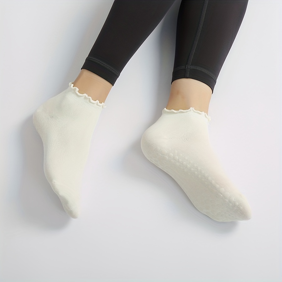 1pair Non Slip Yoga Socks, Low Cut Grip Socks For Pilates Yoga Barre Ballet