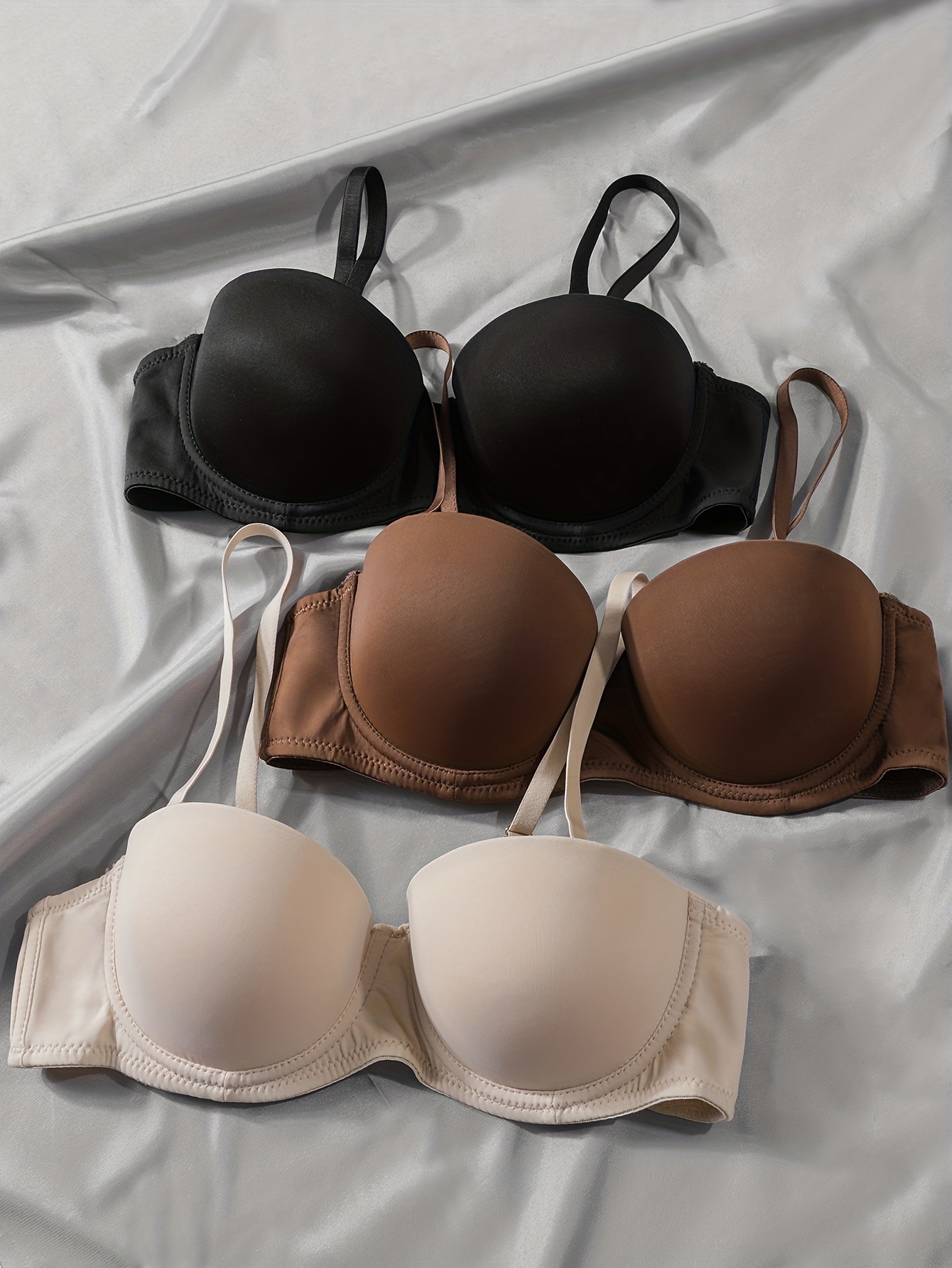 Simple Solid Plunge Bra Comfy Breathable Removable - Temu