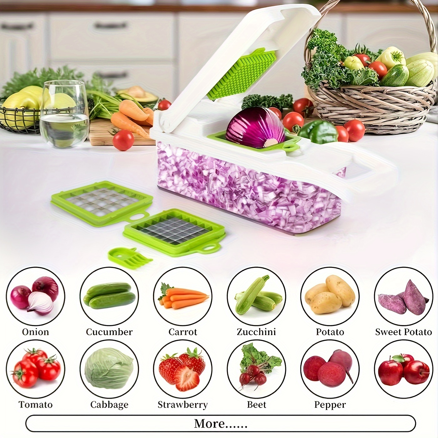 1 Multifunctional Vegetable Slicer And Chopper With Container And Hand  Guard - Perfect For Home Kitchen Use - Grates Onions, Fruits, And Vegetables  - Easy To Clean And Use - Kitchen Gadgets - Temu