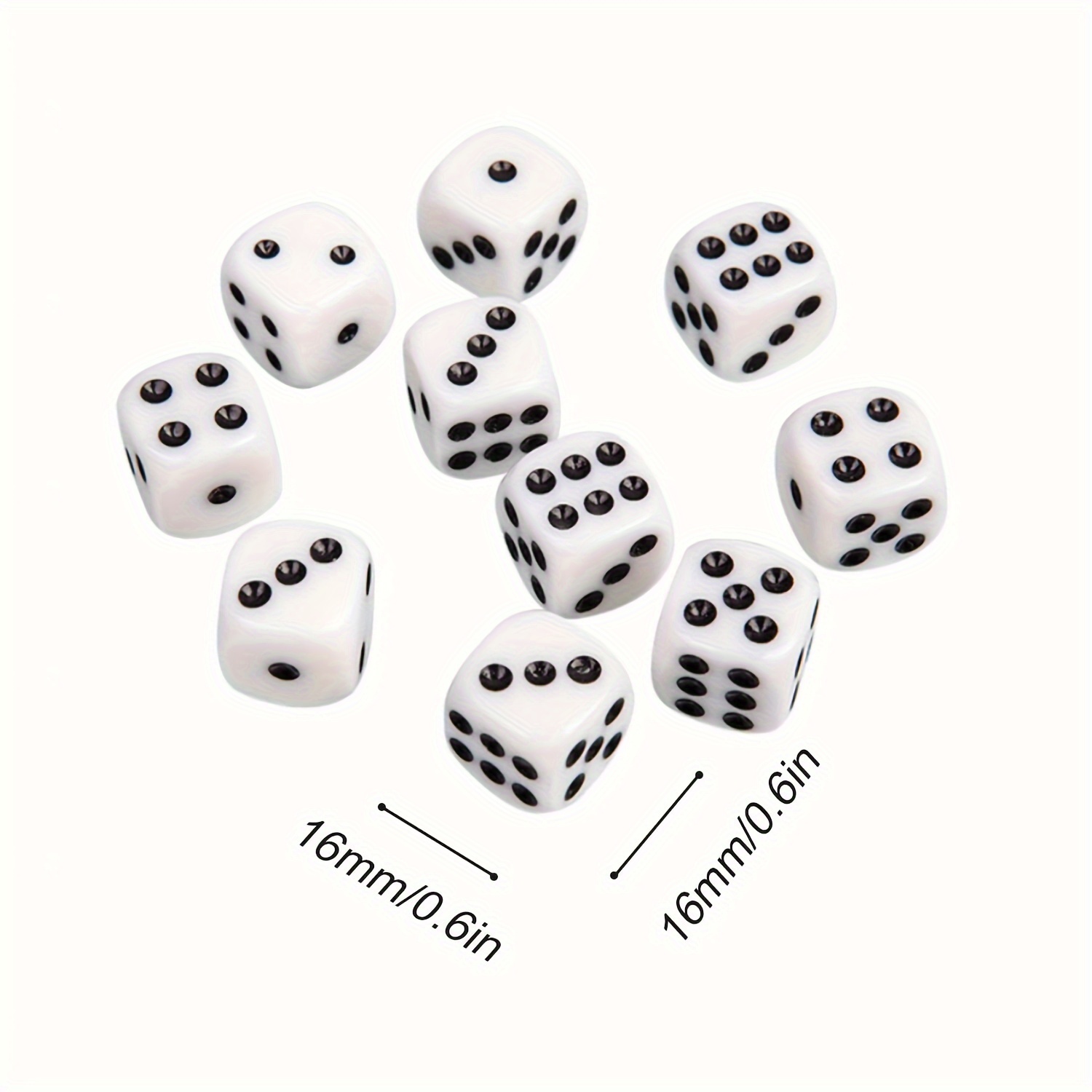 50pcs 16MM 6 Sided Game Dices For Board Games Math Dice Set