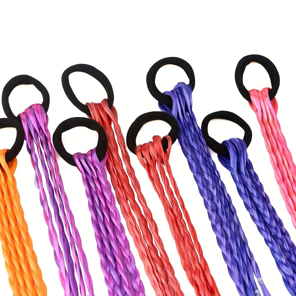 Long Colorful Braid Ponytail Extensions Hair Rope Twist - Temu New Zealand