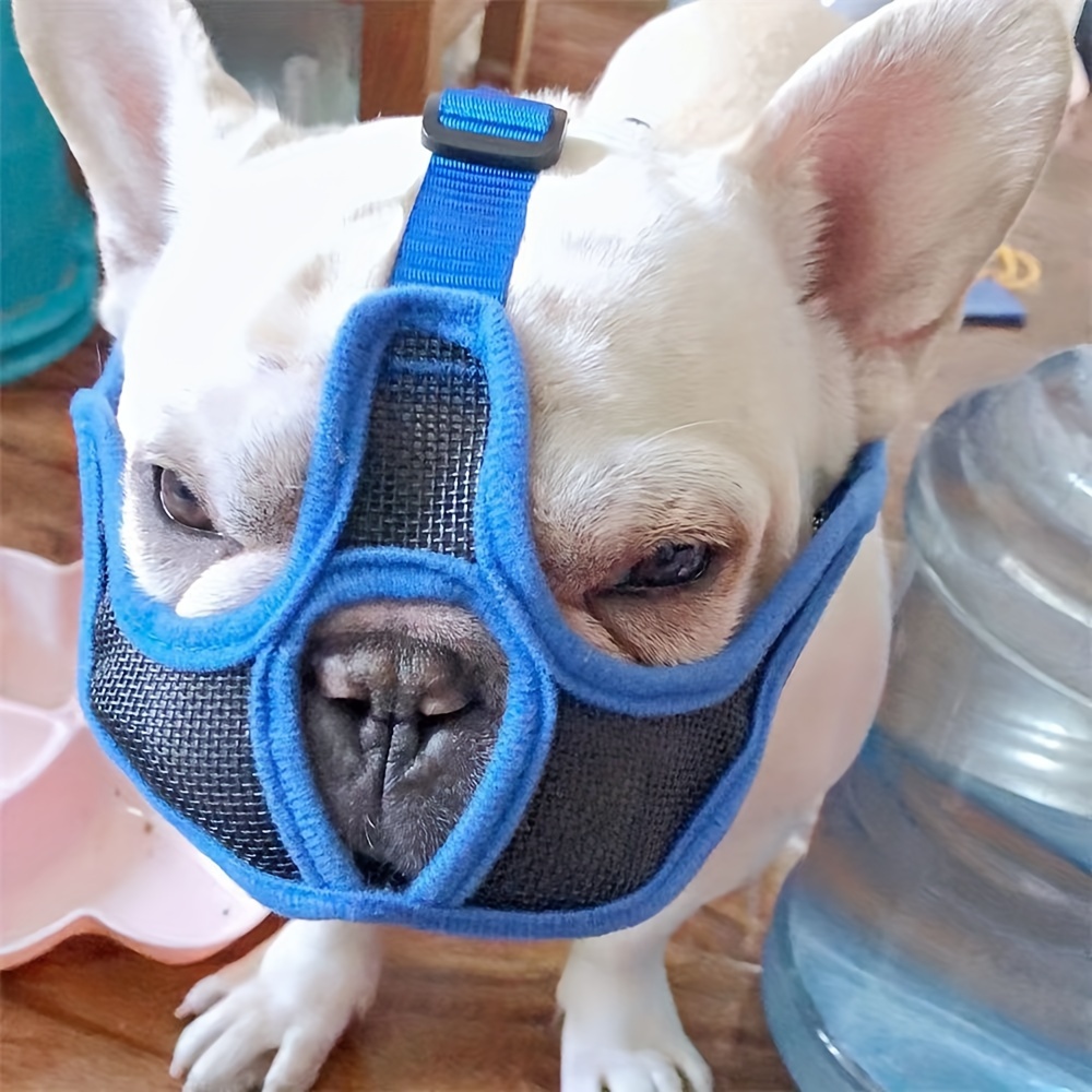 Dog Mouth Cover Adjustable Breathable Mesh Bulldog Muzzle Short Snout Dog Anti bite Anti lick Mouth Mask Pet Supplies