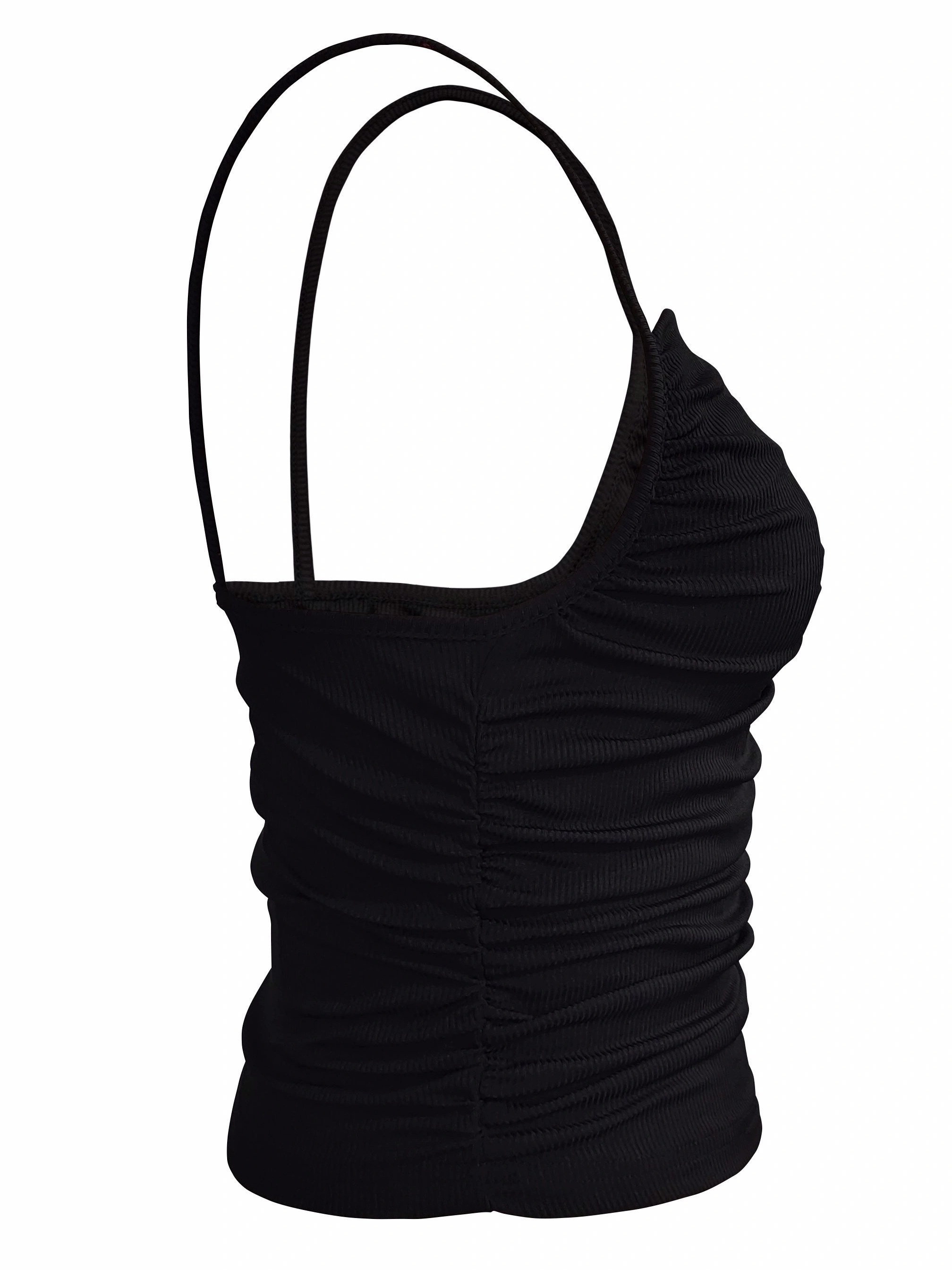 Y2k Solid Ruched Spaghetti Strap Top Sleeveless Backless - Temu