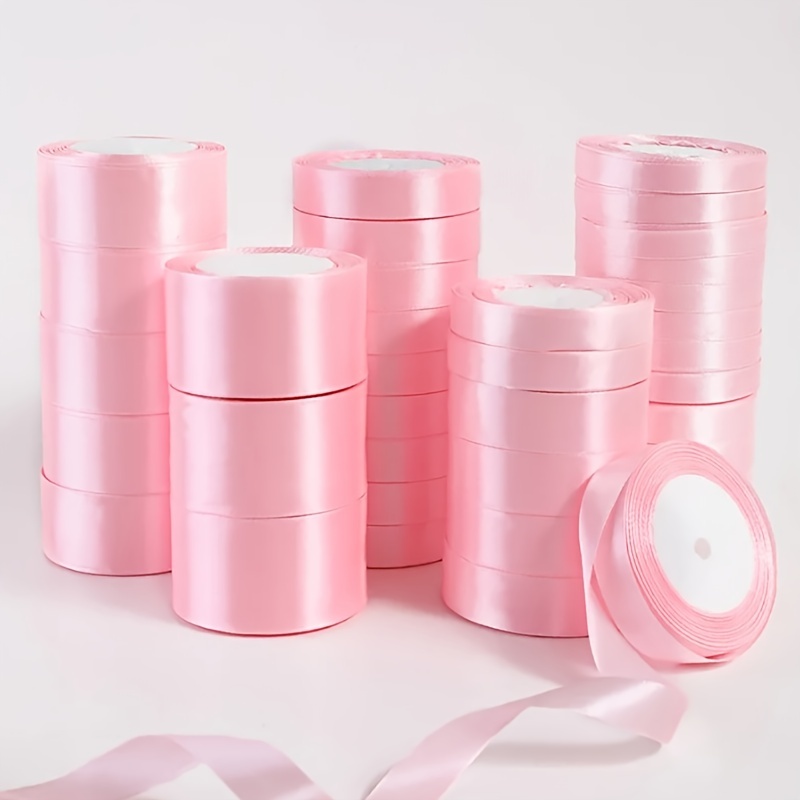 Pink Ribbon 5/8 Inch, 25 Yards Pink Satin Fabric Ribbons for Gift Wrapping,  DIY Crafts, Floral Bouquets, Wreaths, Bows, Sewing Projects, Baby Shower