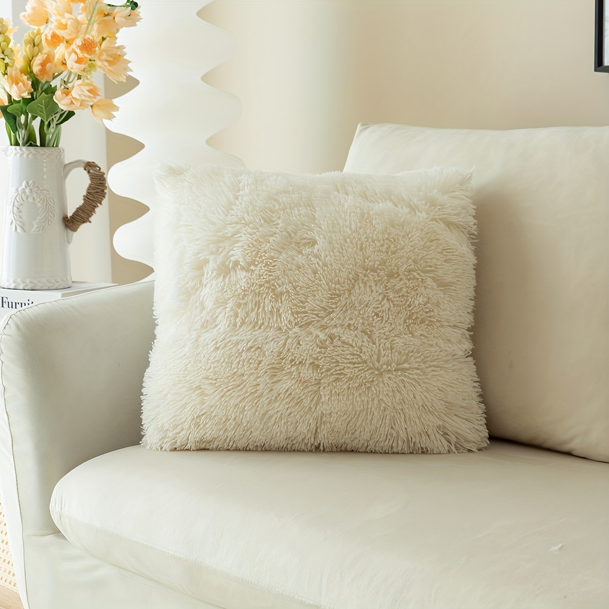 Faux Fur Throw Pillows Covers Fleece Cushion Cover - Temu