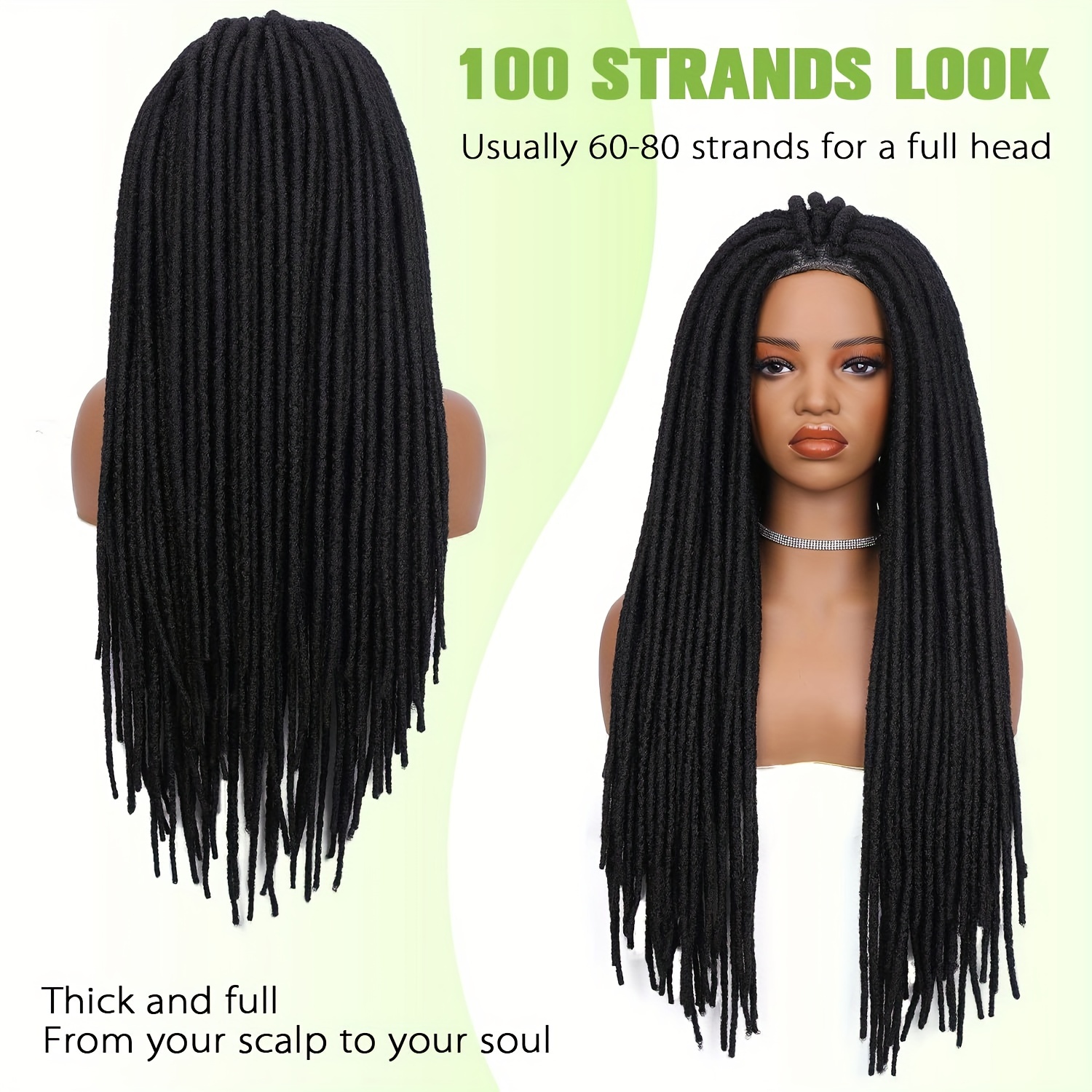 20 Inch Pre Looped Dreadlock Extensions Tapering Synthetic Dreads