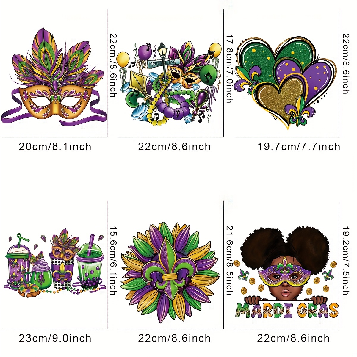 Mardi Gras Iron-On Transfer For Clothing Patches DIY Washable T-Shirts  Thermo Sticker Applique T8491
